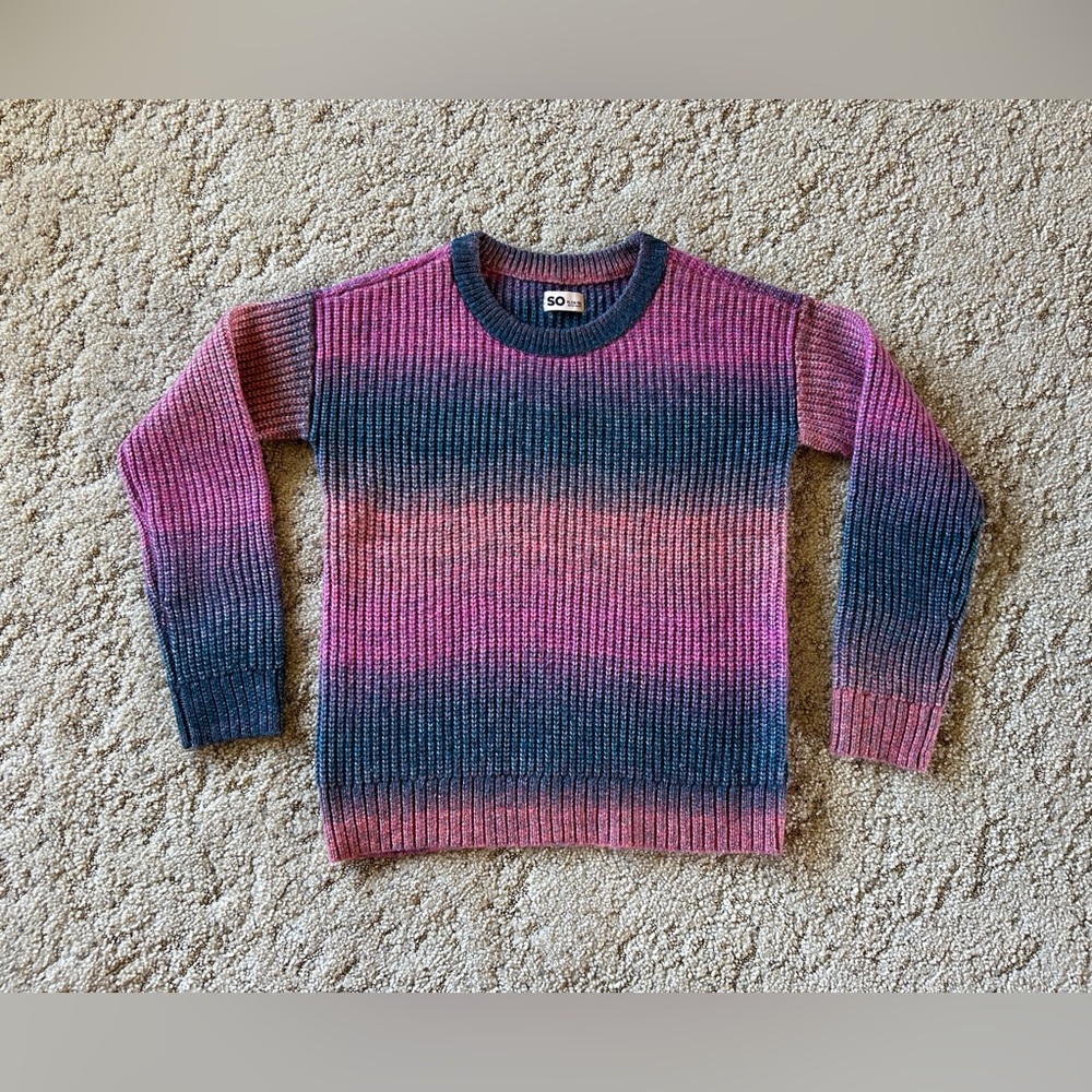 NWOT Girls Kohls SO Ombré Crewneck Sweater, XL 14-16.  Polyester, Nylon, Acrylic